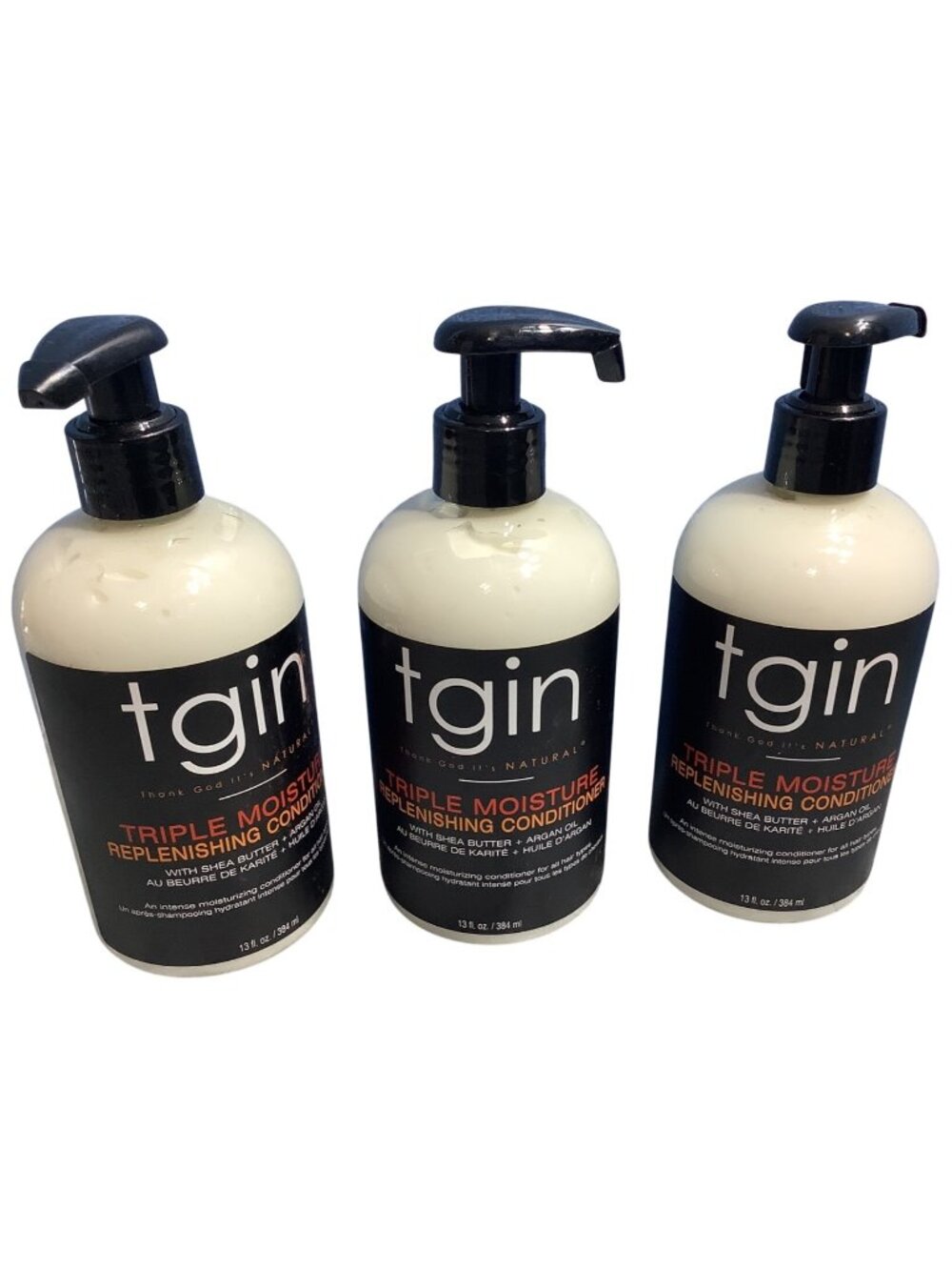 3 TGIN Triple Moisture Replenishing Conditioner 13 Oz  Shea Butter & Argan Oil